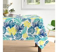 Arquiel Watercolor Tropical Palm Leaves Tablecloth Waterproof, Large Summer Leaf Rectangle Table Cloth, Washable Table Cover For Kitchen Dining Party Decor(152×213cm)