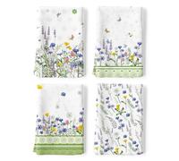 Arquiel Wildflower Kitchen Towel 100% Cotton Quick Dry Dish Towels 48 x 70CM, Dishcloth Hand Towels for Housewarming Gifts Dining, Home, Wedding, Banquet, Buffet (Set of 4)