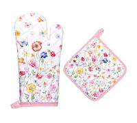 Arquiel Wildflower Oven Mitts and Pot Holders -100% Cotton, Heat Resistant Extra Long Oven Gloves & Hot Pads for Cooking BBQ Grilling Baking Gift, Set of 2