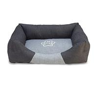 Arquivet Black and Grey Square Dog Bed with Paw Print - 60x50x18cm - Dog Bed - Padded and Comfortable Bed - Washable - Pet Beds - Crib for Dogs