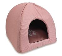 Arquivet - Pink Dog Igloo with Footprint and Piping, 40 x 40 x 45 cm - Sleep Aid for Dogs - Pet Accessories