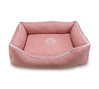 Arquivet - Pink Square Footprint Dog Bed with Piping, 70 x 55 x 19 cm - Dog Accessories