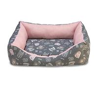 Arquivet Square Dog Bed in Pink and Grey - 60 x 55 x 18 cm - Dog Bed - Padded and Comfortable Bed - Washable - Pet Beds - Dog Bed
