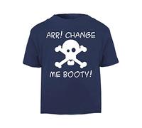 ARR Change me Booty Pirate Short Sleeve Cotton Toddler t Shirt, 1-2 Years, Navy