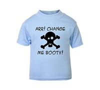 ARR Change me Booty Pirate Short Sleeve Cotton Toddler t Shirt, 1-2 Years, Pastel Blue