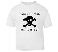 ARR Change me Booty Pirate Short Sleeve Cotton Toddler t Shirt, 1-2 Years, White