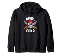 ARR I’m 2 Pirate Birthday Skull Crossed Swords Toddler Zip Hoodie