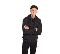 Arran Woolen Mills - Men's Merino Wool Sweater with Drawcords Made in Ireland, Charcoal, Medium