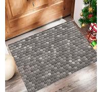 Arranged Stone Bricks Door Mats Indoor Absorbent, Non-Slip Mosaic Texture Indoor Door Mat For Back & Front Door, Low Profile Dirt Trapping Doormat Entrance Rugs With Rubber Backed, 90X150Cm, Grey