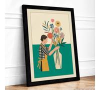 Arranging Flowers Modern Framed Wall Art Print A3 (42×29.7cm) Black, Wall Decor for Living Room, Bedroom, Office & Home, Ready to Hang, Art Gift