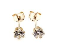 Arranview Jewellery 4mm CZ solitaire stud earrings in 9ct yellow gold