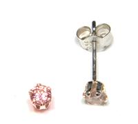 Arranview Jewellery Sterling Silver 3 mm CZ Stud Earrings Pink Coloured