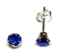 Arranview Jewellery sterling silver 3mm blue crystal stud earrings