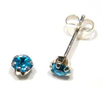 Arranview Jewellery sterling silver 5mm aqua blue crystal stud earrings