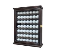 ARRAWIS 49 Golf Ball Display Case Cabinet, Solid Wood, Black Finish, 7 Shelves, UV Protection, Lockable Real Glass Door, Wall Mounted or Stand for Golf Enthusiast