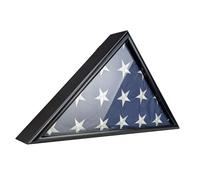 ARRAWIS Flag Display Case Fits 5"x9.5" Flag Solid Wood Wall Mounted Flag Box for American Veteran Burial Flag, Memorial Flag Case Shadow Box Display Case, Black