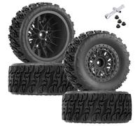 ARRCat RC 12mm Hex Short Course Truck Wheels Tires for 1/10 Slash 4x4 BL-2S 2WD Red cat Blackout SC L0si SCT Team Associated SC10 HPI,RC Wheels and Tires with Foam Inserts(4Pcs),Black