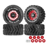 ARRCat Wheels Tires for 1/10 Big Rock Granite Vortek/Stampede Rustler Hoss/L0s1 Rc 4wd etc,Red