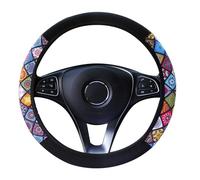 Arrderly 1 Piece Ethnic Style Steering Wheel Cover, Breathable Non-Slip Microfibre, 37-38 cm Universal, Multicolor