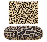 arrderly 1 Pieces Leopard Print Glasses Case, Hard Shell Eyeglasses Case Protective Case for Glasses, Fashionable Glasses Case with Cleaning Cloth