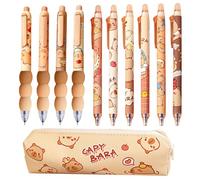 arrderly 10 Cartoon Capibara Erasable Pens, Retractable Gel Pens, Erasable Gel Pens, Erasable Pen Set, for Kids, Students, School
