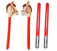 arrderly 2 Pack Inflatable Stick Horse Balloons and 2 Pack Sword Stick Balloons,Inflatable Toys,Horse Racing Game Props for Horse Themed Birthday Party Decoration Halloween Costume Fancy Dress(4 pcs)
