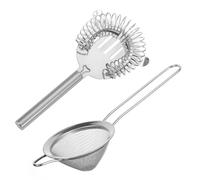 Arrderly 2 Piece Cocktail Strainer, Fine Mesh & Handle Strainer, Silver Stainless Steel, 18.8 cm