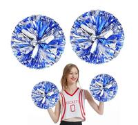 arrderly 2 Pieces Metal Foil Cheer Ball Set, Cheerleading Pom Poms with Finger-friendly Ring, Bright Metallic, Cheerleader Pompoms, Suitable for Stage Performances, Cheerleading, Dance