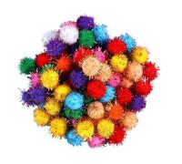 arrderly 25 Pcs 3.5cm Glitter Ball - Interactive Intelligence Play Toys for Cats, Fun Chew & Chase Pom Poms