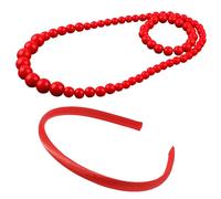 arrderly 3 Pieces Red Acrylic Jewelry Set - Elegant Long Necklace & Matching Bracelet, Costume Accessories