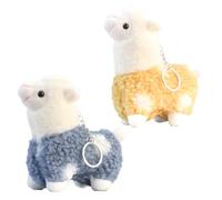 arrderly Pack of 2 Alpaca Cuddly Toy, Plush Alpaca Key Ring, Llama Cuddly Toy Mini, Kawaii Plush Toy Nursery Classroom Gifts for Students, Yellow and Blue, One Size