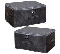 arrderly Pack of 2 Lockable Boxes, Boxes Storage, Foldable Fabric Box with Handles, Foldable Boxes Storage, for Cupboards, Clothes (40 x 30 x 21 cm)
