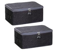 arrderly Pack of 2 Lockable Boxes, Boxes Storage, Foldable Fabric Box with Handles, Lockable Box for Clothes, Toys (30 x 20 x 14 cm)