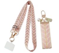 Arrderly Pack of 2 Mobile Phone Lanyards, Adjustable Mobile Phone Chains, Pink