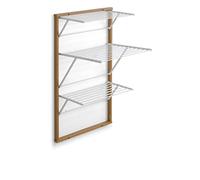 Arredamenti Italia, Karim Wooden Extendable Wall Clothes Airer 16m Long Wire Hanging Cherry Finish Solid Wood Frame Independent Nylon Grid