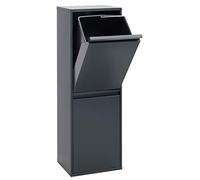 ARREGUI Basic CR204-B Waste Separation and Recycling Bin in steel with 2 buckets, 2 x 17 L (34 L), trash can, recycling cabinet, anthracite dark grey