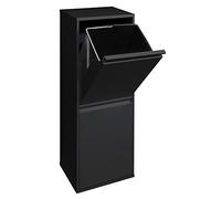 ARREGUI Basic CR206-B Waste Separation and Recycling Bin in steel with 2 buckets, 2 x 17 L (34 L), trash can, recycling cabinet, black