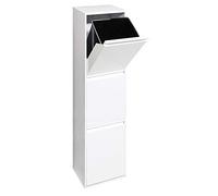 Arregui Basic CR301-B 3-Compartment Steel Trash and Recycling Bin | 3x17L (51L) | Kitchen Trash Bins | Recycling Bins for Home or Office | White