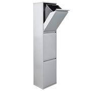 Arregui Basic CR302-B Waste Bin for Waste Collecting Buckets, Steel Cabinet for Differentiated Waste, 3 Drop-Down Doors, 3 x 17 L (51 L), Light Grey