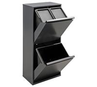 ARREGUI Basic CR404-B Steel Waste Separation System, 3 Compartments Waste Bin for the Kitchen, 3 Compartments Waste Bin, 11 + 11 + 23 L (45 L), Removable Inner Bucket, Recycling Cabinet for Waste