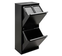 ARREGUI Basic CR406-B Steel Waste Separation System, 3 Compartments Waste Bin for the Kitchen, 3 Compartments Waste Bin, 11 + 11 + 23 L (45 L), Removable Inner Bucket, Recycling Cabinet for Waste