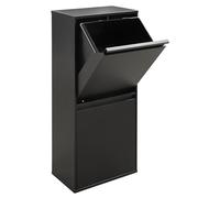 ARREGUI Basic CR406-B2 Steel Waste Separation System, 2 Compartments Waste Bin for the Kitchen, 2 Compartment Waste Bin, 2 x 23 L (46 L), Removable Extra Large Buckets, Recycling Cabinet, Waste