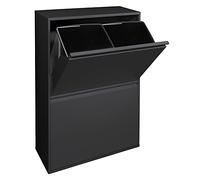 Arregui Basic CR606-B 4-Compartment Steel Trash and Recycling Bin | 4x17L (68L) | Kitchen Trash Bins | Recycling Bins for Home or Office | black