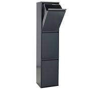 Arregui Basic Rubbish Bin for Waste Collecting with Buckets, Steel Cabinet for Differentiated Waste, 3 Drop-Down Doors, 3 x 17 L (51 L), Dark Grey Anthracite, 133.5 x 30.5 x 24.5 cm