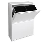 Arregui CR601-B 4-Compartment Steel Recycling Trash Can | 4x17L (68L) | Kitchen Trash Bins | Recycling Bins for Home or Office | white