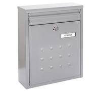 ARREGUI Dime V1322 Galvanised Steel Letter Box, Size M (DIN A4 Post), Groupable Wall-Mounted Post Box for Outdoor Use, Weather-Resistant, Narrow, with Name Plate and Flap, Silver