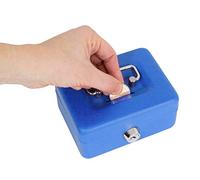 ARREGUI Elegant C9005 Steel Cash Box | Money Box | 12.5 cm Wide | Lockable Cash Till with Slot | Small Cash Box with Key | Cash Box | Blue