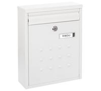 Arregui Exterior Steel Mailbox, Individual Mailbox, Medium Wall Letterbox, Groupable, Narrow Bottom, Easy to Install, White, Size M (DIN A4) - 32 x 25 x 8 cm