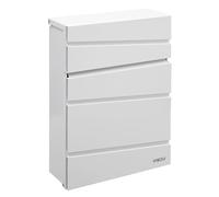 ARREGUI Flysch E6921 Steel Exterior Mailbox Size M (DIN A4 Mail and Magazines) | Medium Wall Mailbox | Modern Mailbox with Protective Cover | White