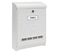 ARREGUI Mare E1061 Letter Box Highly Resistant Plastic Size L (Magazines and C4 Envelopes) Weatherproof Wall Mounted Post Box with Protective Flap, Viewing Window and Name Plate, White